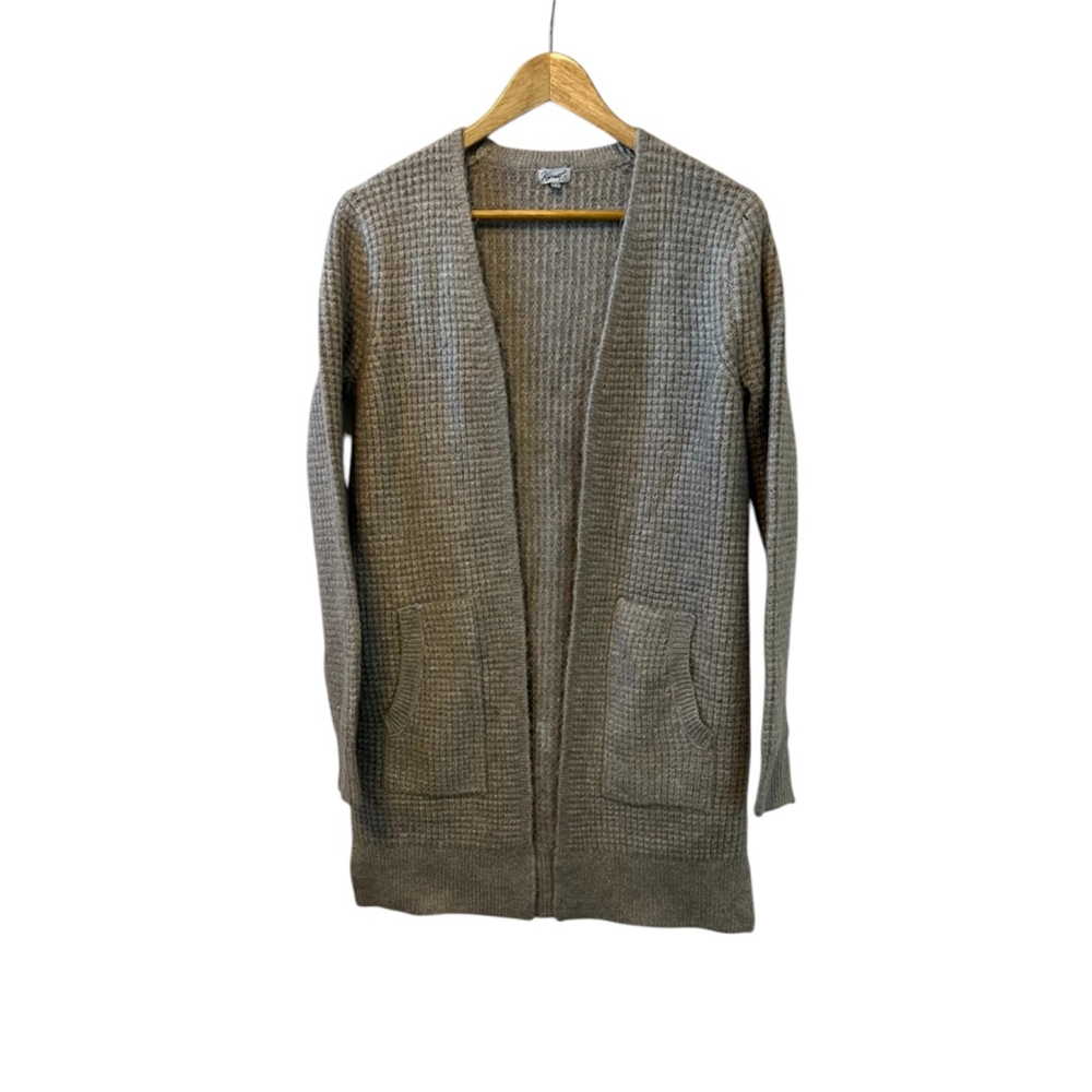 KISMET Grey Knit Open Long Sleeve Front Pocket Duster Cardigan Sweater XS